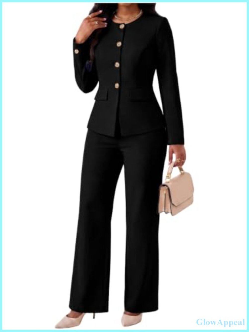 Women's 2 Piece Business Casual Pantsuit Set Polyester Spandex Blazer Straight